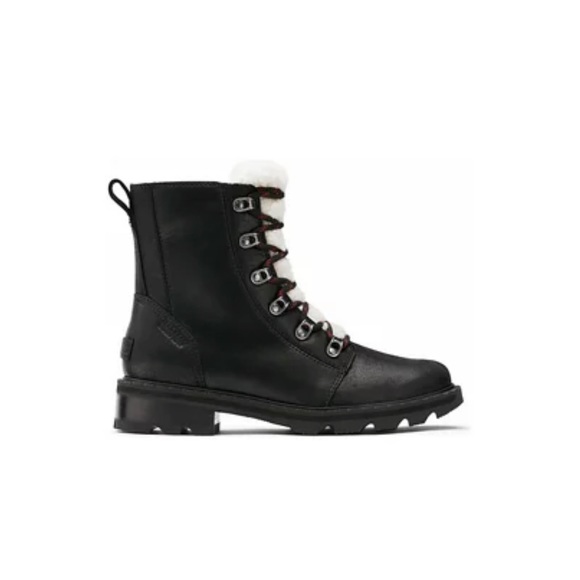6.5 Sorel Women's Lennox Lace Cozy Boot Waterproof Leather Black - Picture 2 of 10